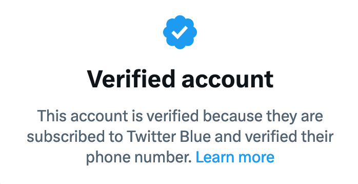 Verified account This account is verified because they are subscribed to Twitter Blue and verified their phone number Learn more