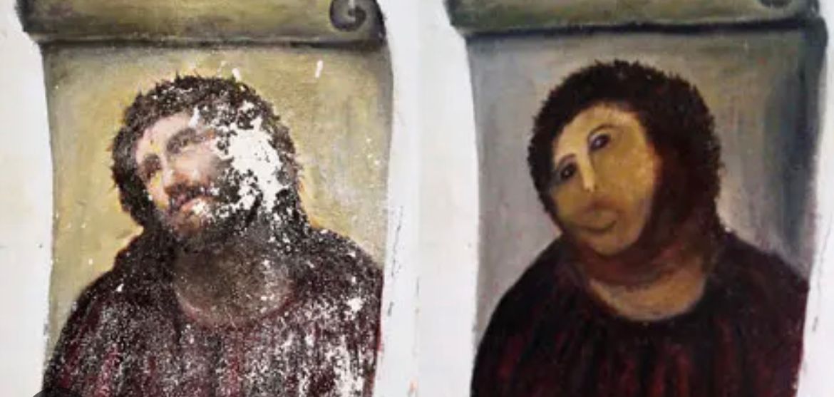 Before and after, Ecco homo restoration